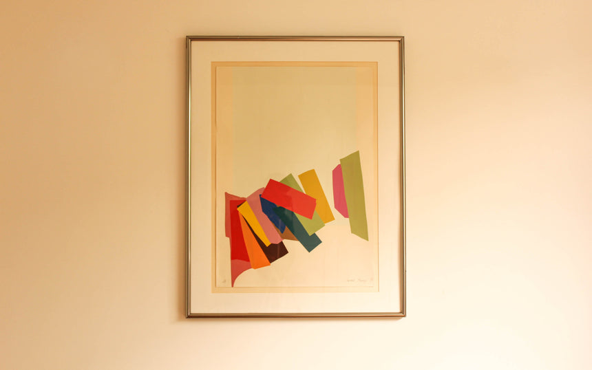 vintage screenprint artwork 1978 retro abstract colourful limited edition chrome frame melbourne sydney australia