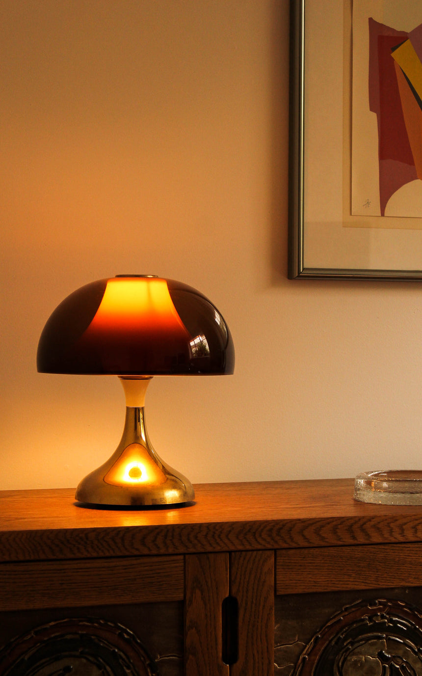 mushroom lamp red 1970s chrome perspex vintage retro melbourne piazza sydney australia
