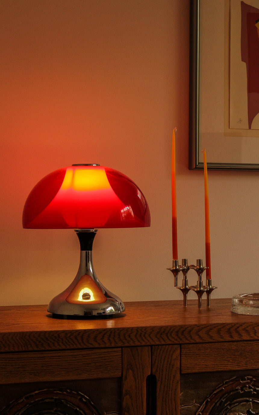 mushroom lamp red 1970s chrome perspex vintage retro melbourne piazza sydney australia