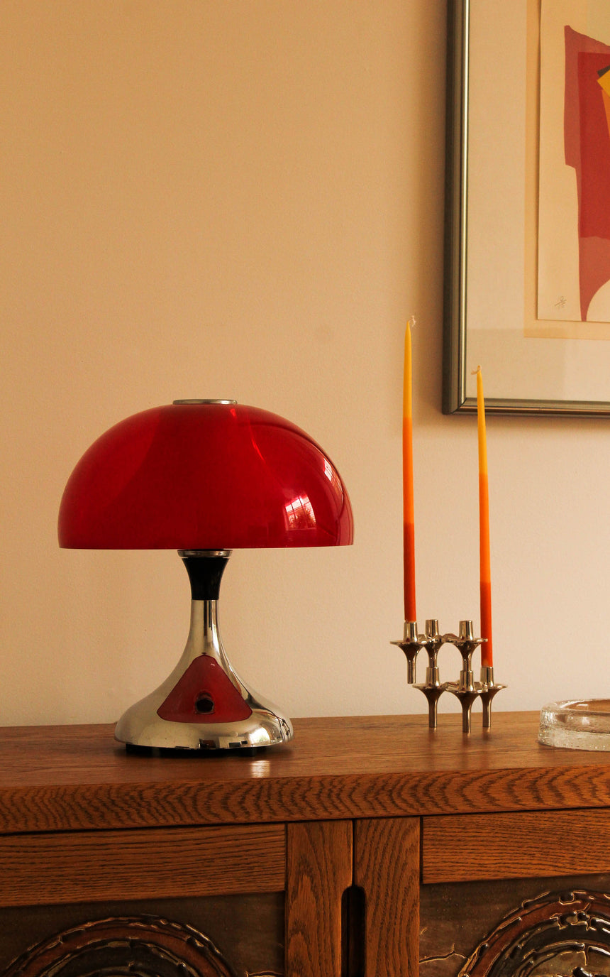 mushroom lamp red 1970s chrome perspex vintage retro melbourne piazza sydney australia