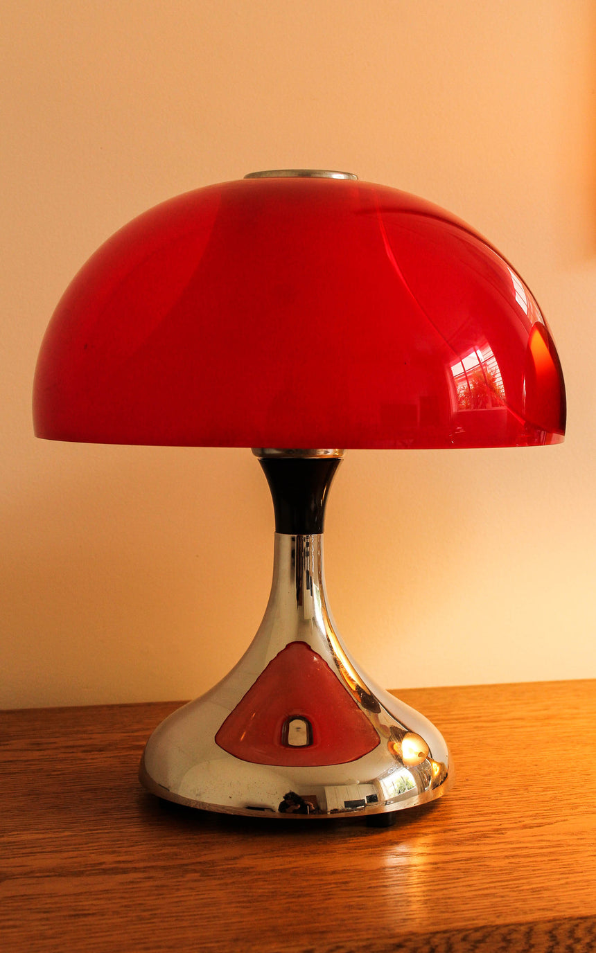 mushroom lamp red 1970s chrome perspex vintage retro melbourne piazza sydney australia