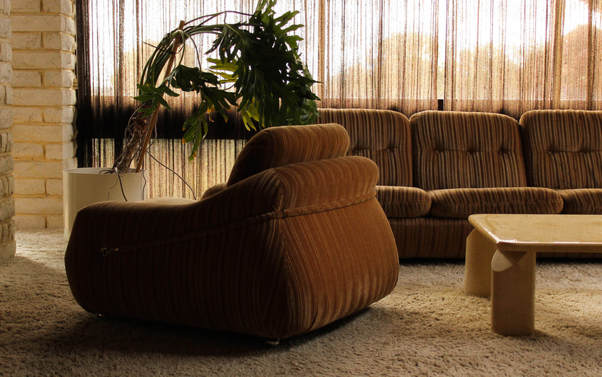 Italian Lowline Armchair in Original Upholstery, c.1970s
