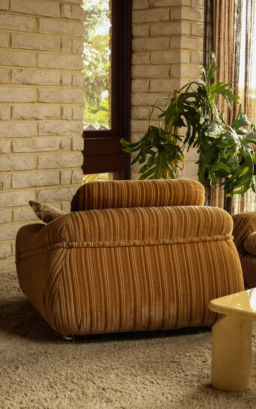 Italian Lowline Armchair in Original Upholstery, c.1970s