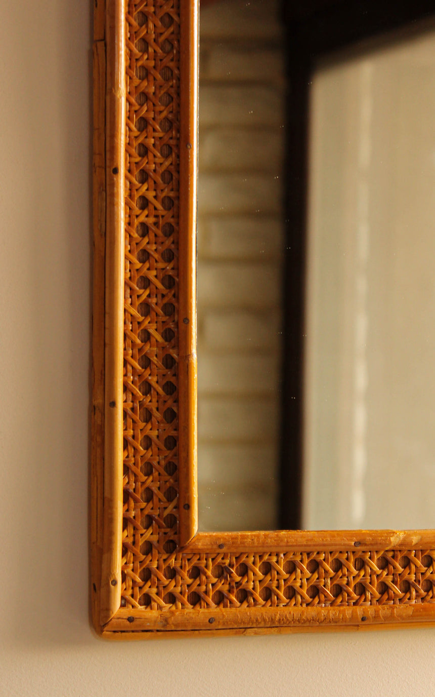 1980s Italian Bamboo Wall Mirror