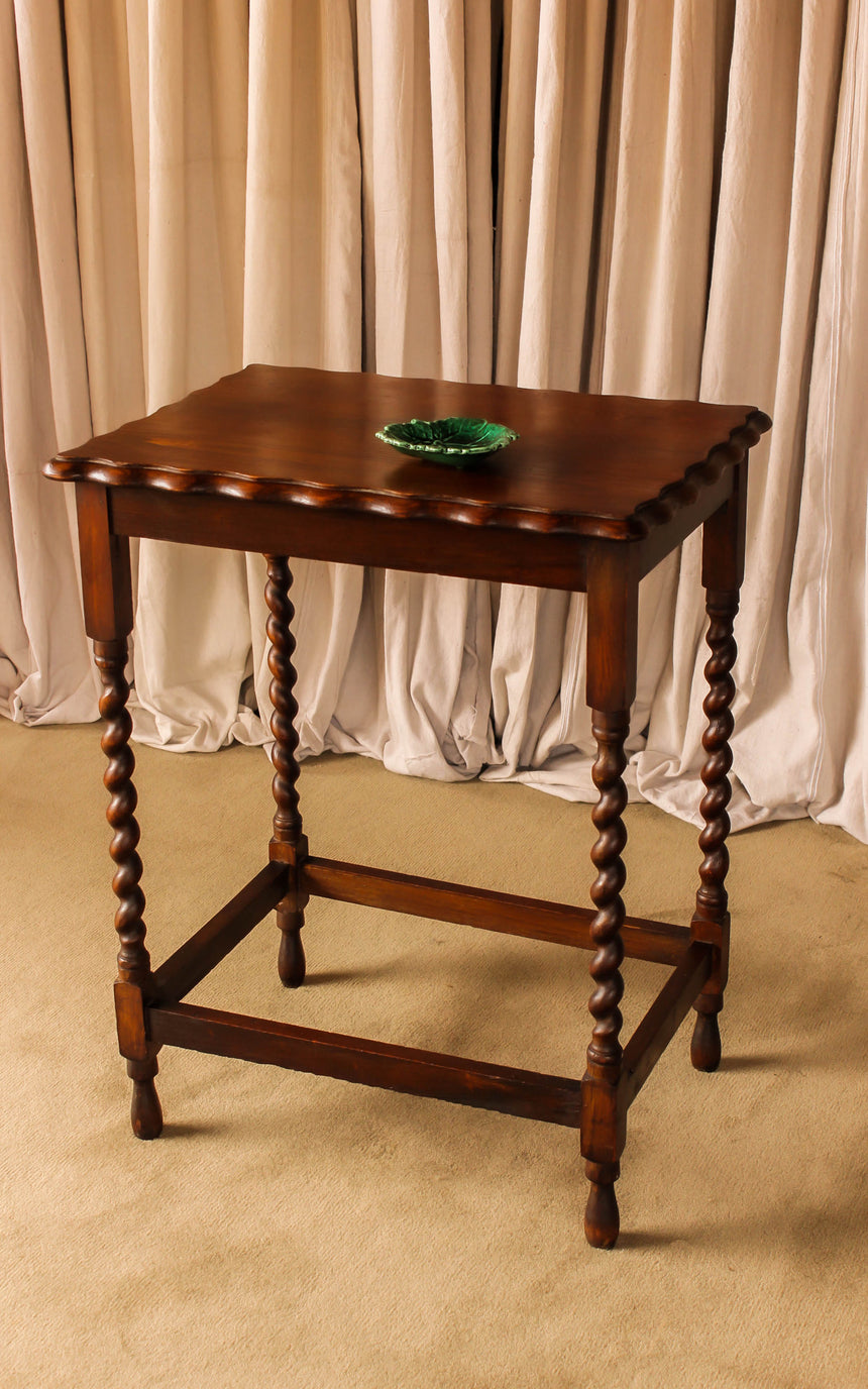 antique hand turned barley twist oak occassional table 1910 vintage retro piazza melbourne sydney australia
