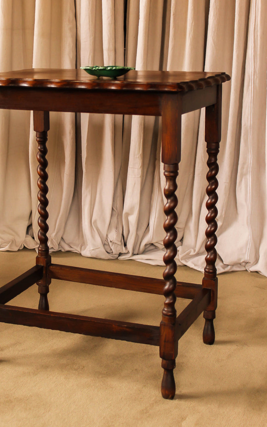 antique hand turned barley twist oak occassional table 1910 vintage retro piazza melbourne sydney australia