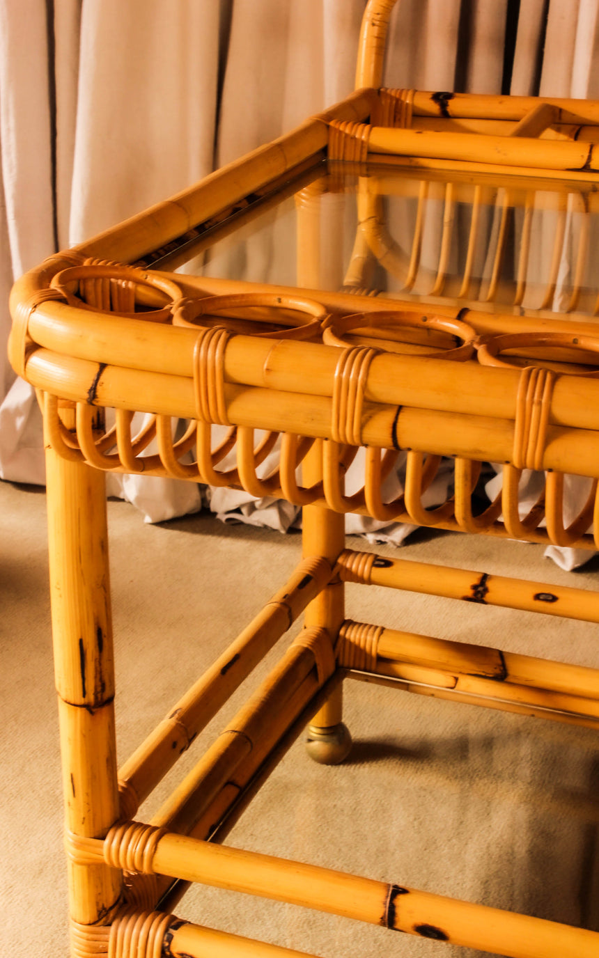 vintage bamboo and glass bar drinks trolley melbourne sydney australia piazza retro french france