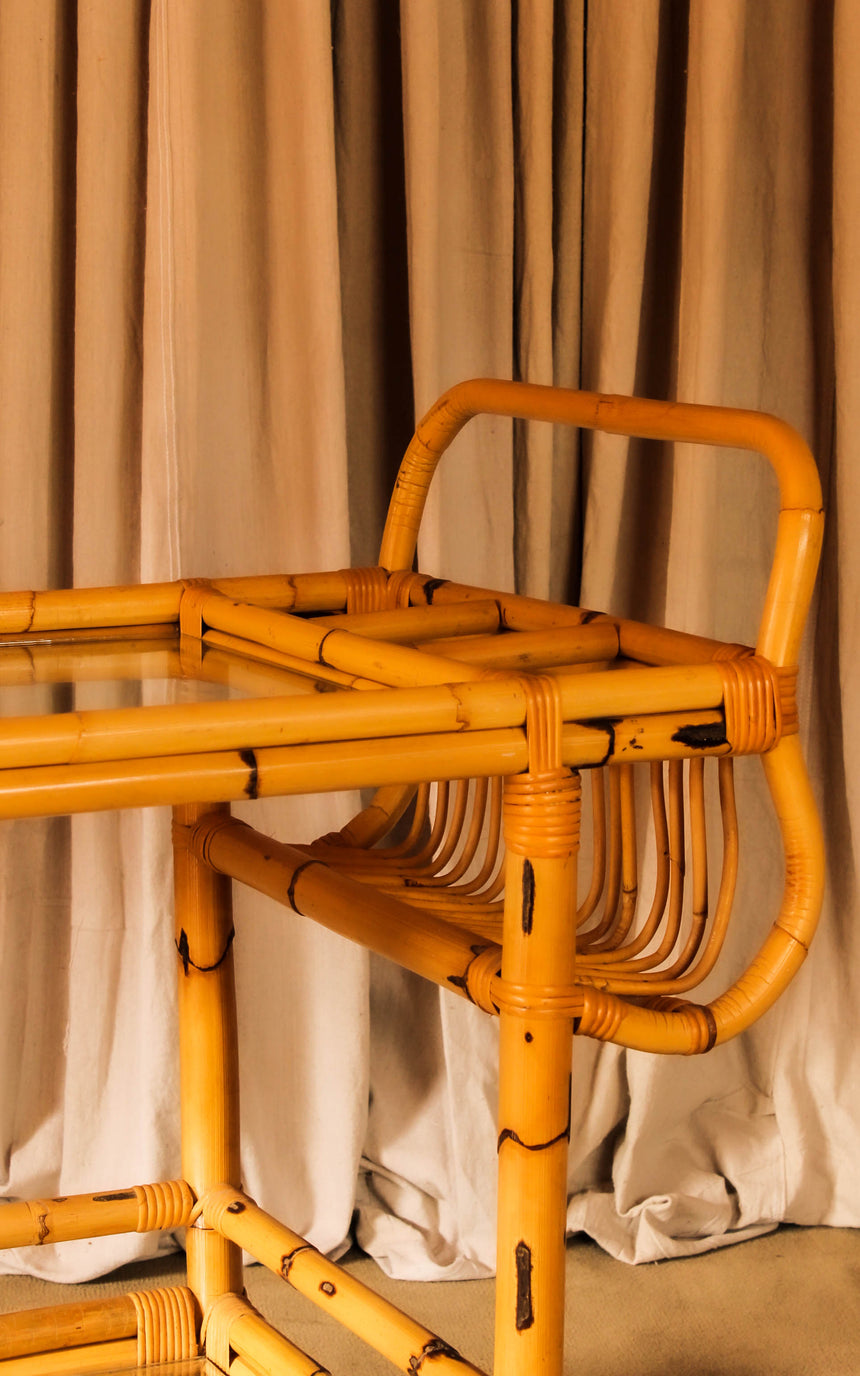vintage bamboo and glass bar drinks trolley melbourne sydney australia piazza retro french france