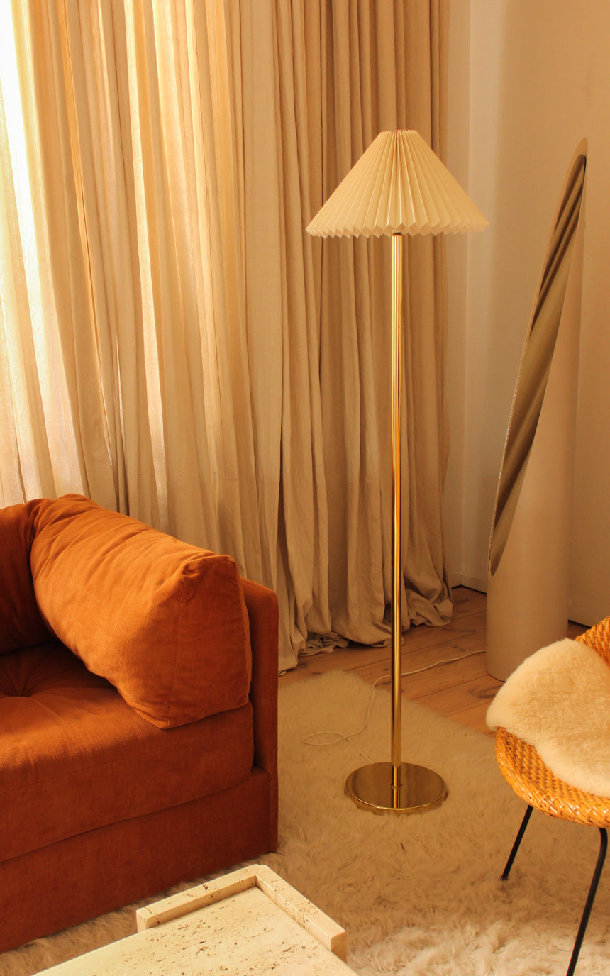 Brass floor lamp danish pleated shade melbourne piazza piazza vintage instagram
