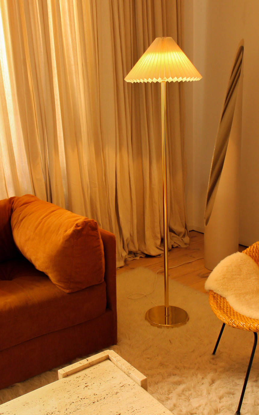 Brass floor lamp danish pleated shade melbourne piazza piazza vintage instagram