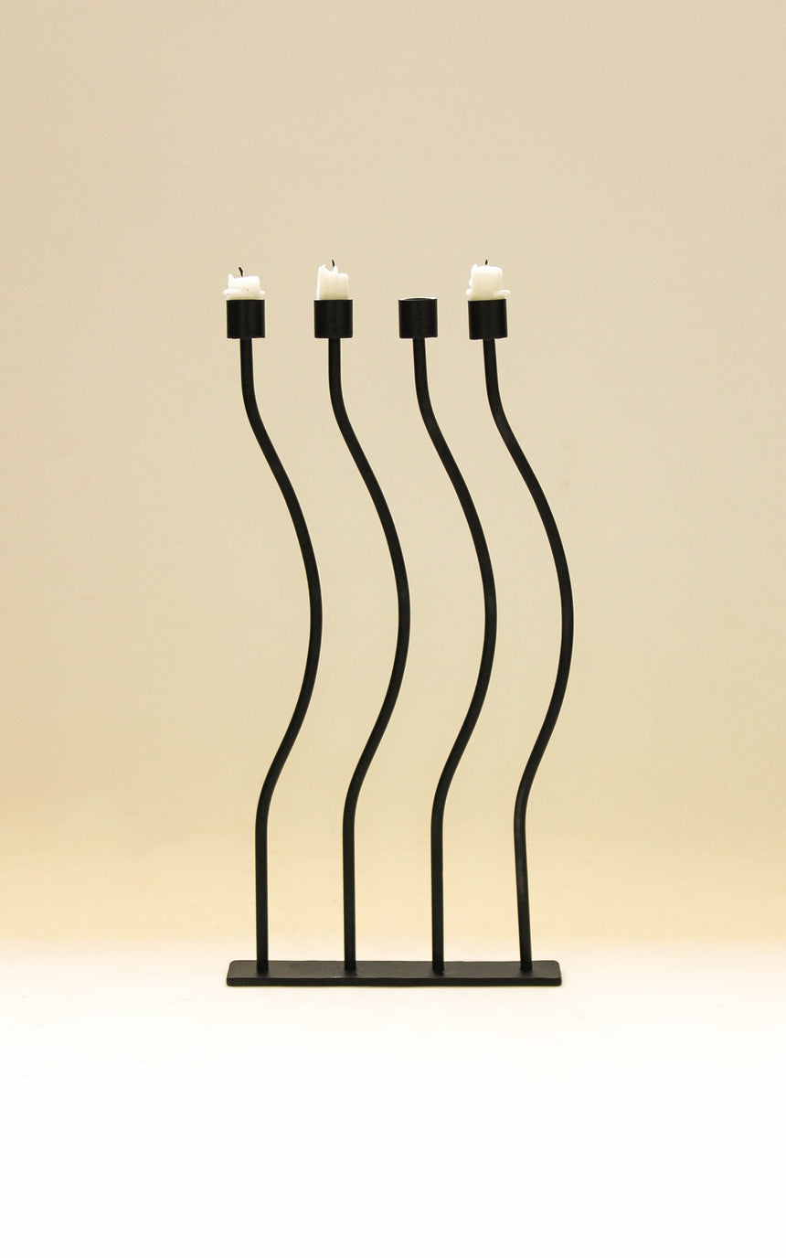 wavey candlestick holder candelabra handmade wavey squiggle black form sculptural vintage piazza melbourne sydney australia