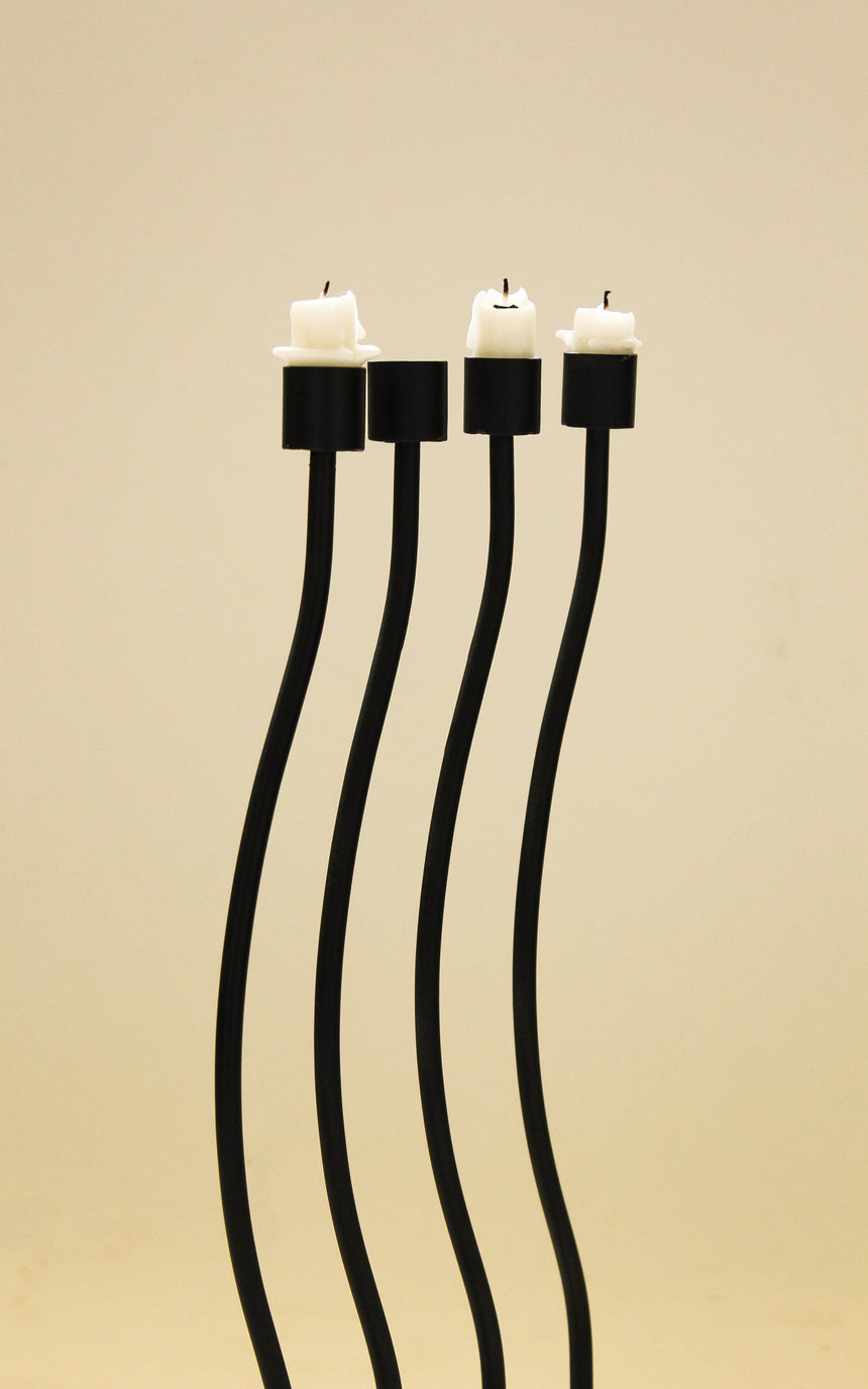 wavey candlestick holder candelabra handmade wavey squiggle black form sculptural vintage piazza melbourne sydney australia