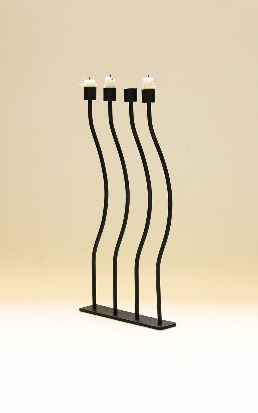 wavey candlestick holder candelabra handmade wavey squiggle black form sculptural vintage piazza melbourne sydney australia
