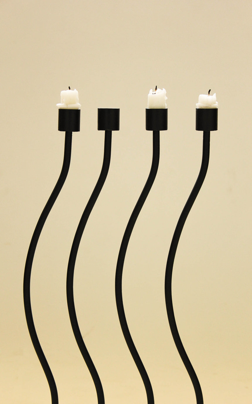 wavey candlestick holder candelabra handmade wavey squiggle black form sculptural vintage piazza melbourne sydney australia