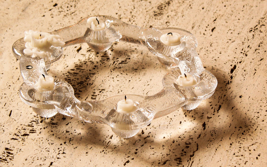 Swedish Pukeberg Glass Candelabra by Uno Westerberg c.1970s piazza retro vintage melbourne sydney australia sweden