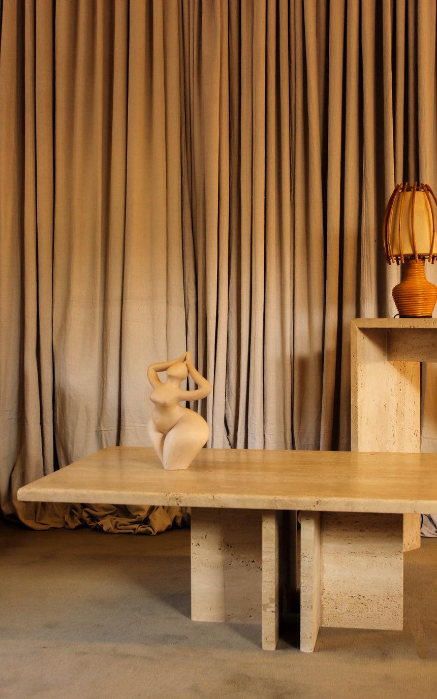 Honed & Unfilled Italian Travertine Console Table