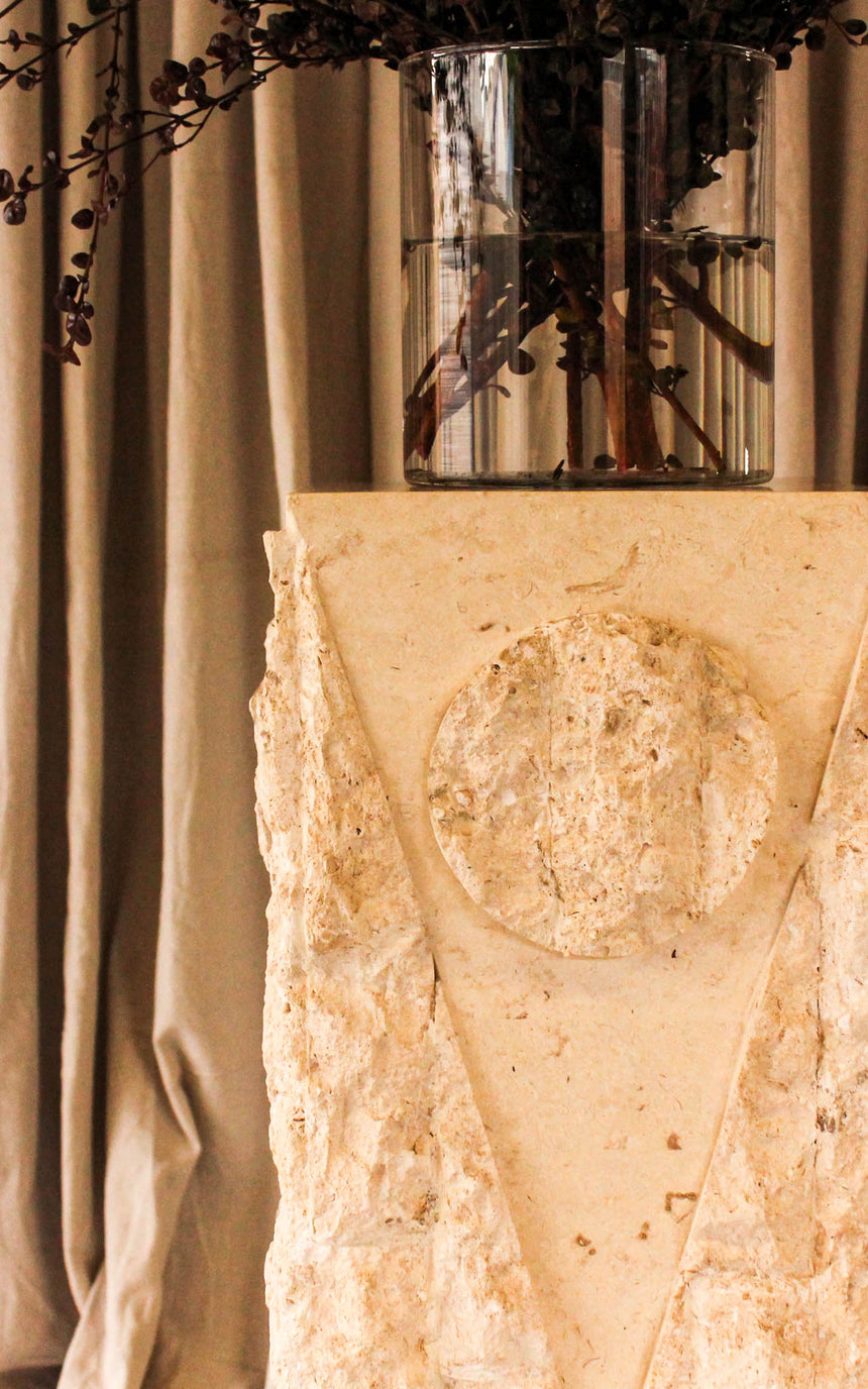 fossil stone plinth travertine pedestal display objects instagram vintage piazza melbourne australia sydney