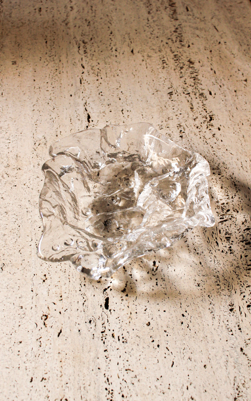 vintage textured icicle glass glasdesign georgshutte german italian stand dish glass piazza melbourne australia sydney