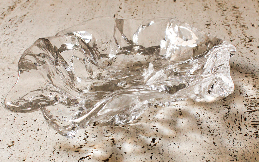 vintage textured icicle glass glasdesign georgshutte german italian stand dish glass piazza melbourne australia sydney