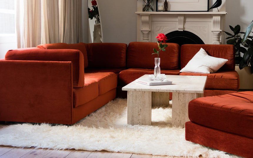 vintage sofa couch seating velvet modular simmons playpen rug flokati travertine furniture objects lighting instagram melbourne australia sydney