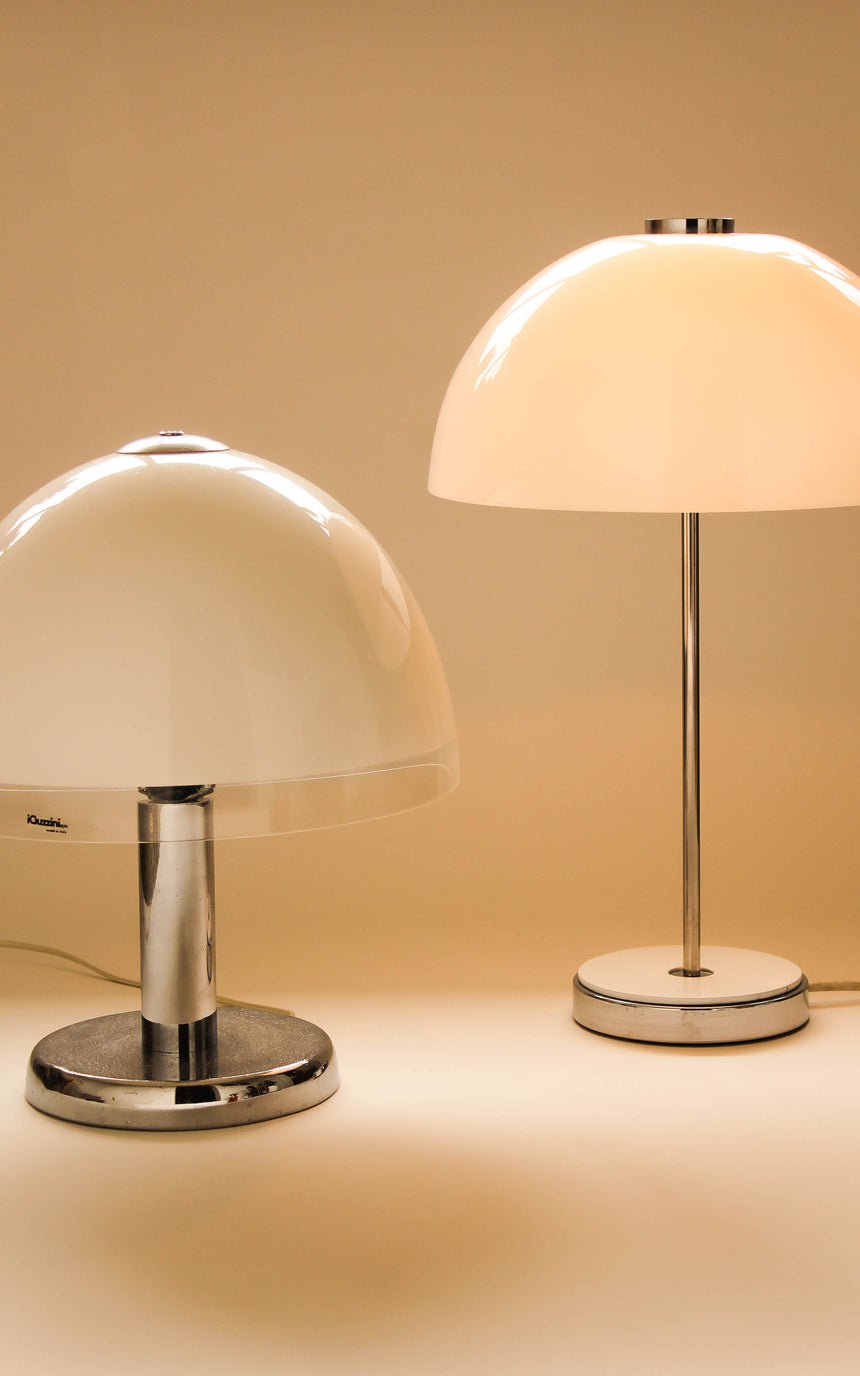 white mushroom table lamp chrome guzzini melbourne vintage retro italian italy sydney australia piazza
