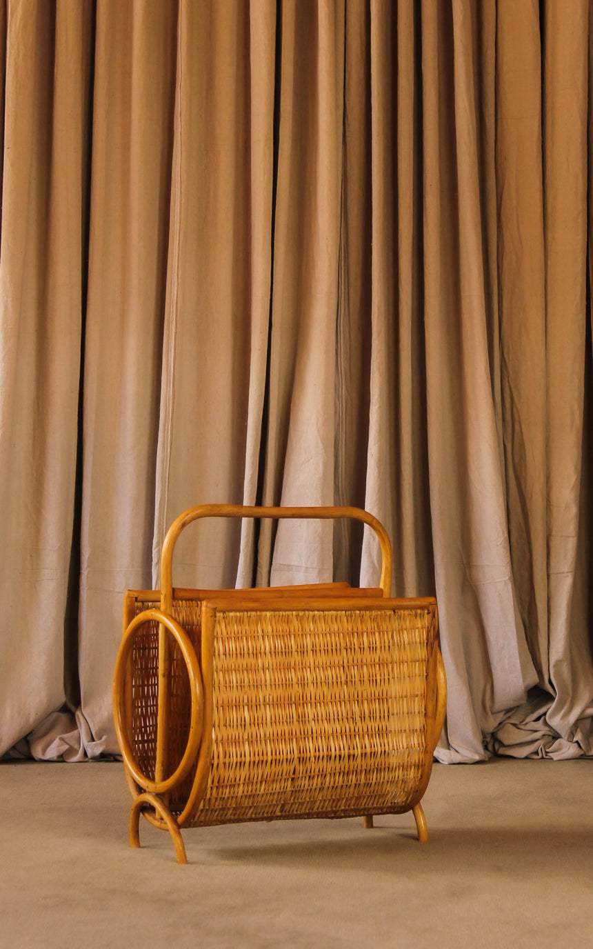 Bamboo & Wicker Magazine Rack c.1970s