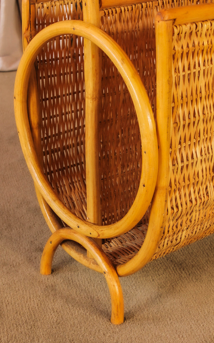Bamboo & Wicker Magazine Rack c.1970s