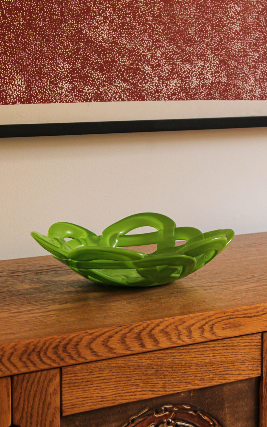 Basket bowl by Anna Ehrner for Kosta Boda green artglass sweden swedish piazza melbourne australia sydney