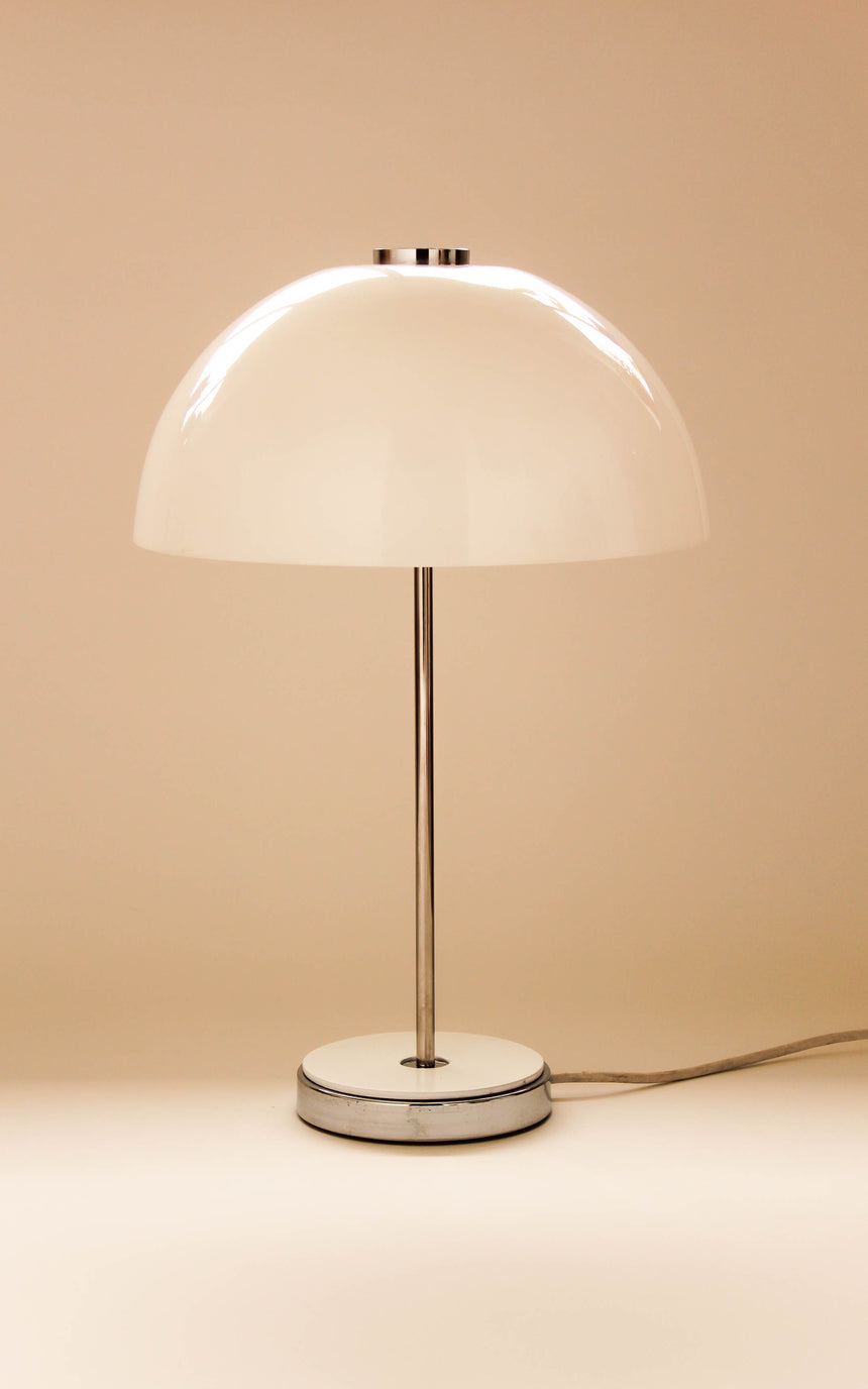 white mushroom table lamp chrome guzzini melbourne vintage retro italian italy sydney australia piazza