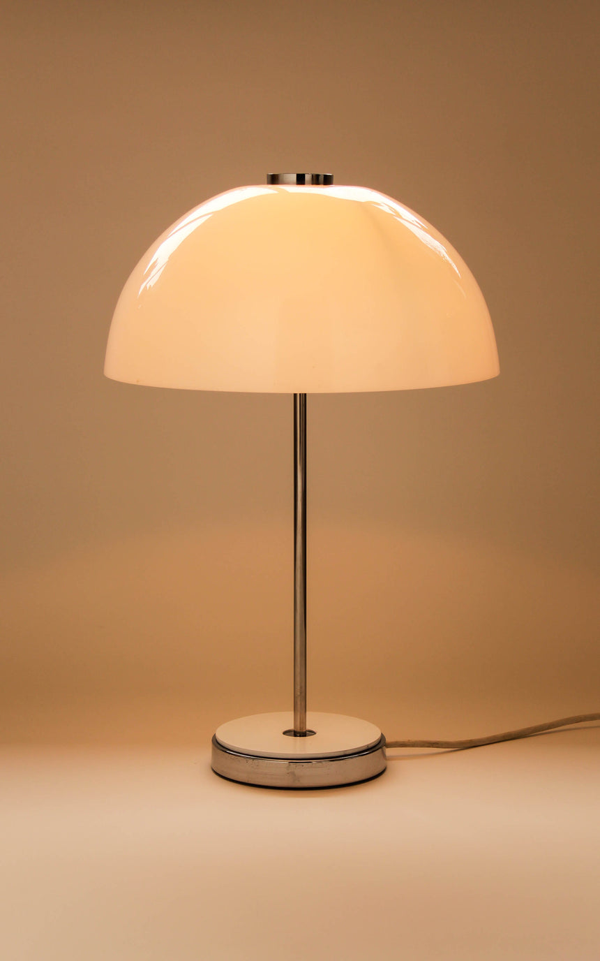 white mushroom table lamp chrome guzzini melbourne vintage retro italian italy sydney australia piazza