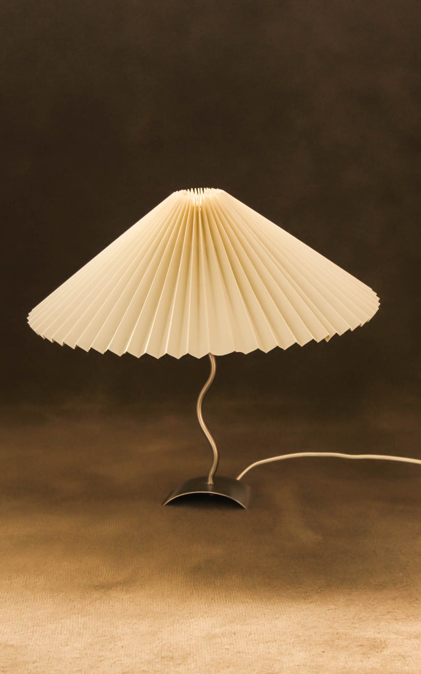 pleated shade table lamp squiggle wiggle lamp chrome vintage instagram piazza piazza australia denmark