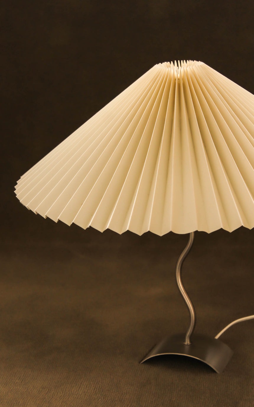 pleated shade table lamp squiggle wiggle lamp chrome vintage instagram piazza piazza australia denmark