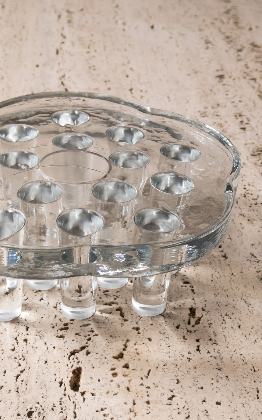 vintage glasdesign georgshutte german pot warmer stand glass