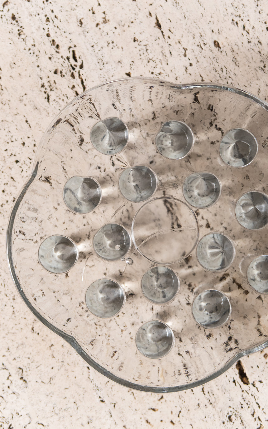 vintage glasdesign georgshutte german pot warmer stand glass