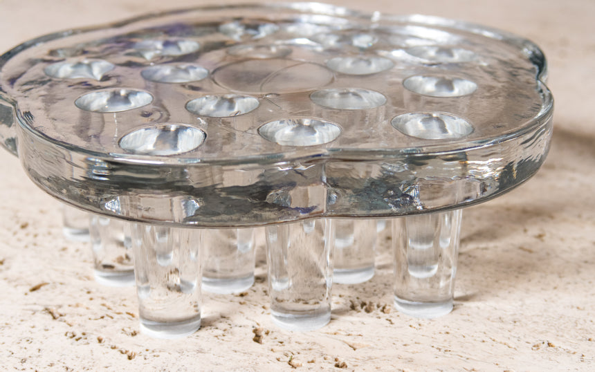 vintage glasdesign georgshutte german pot warmer stand glass