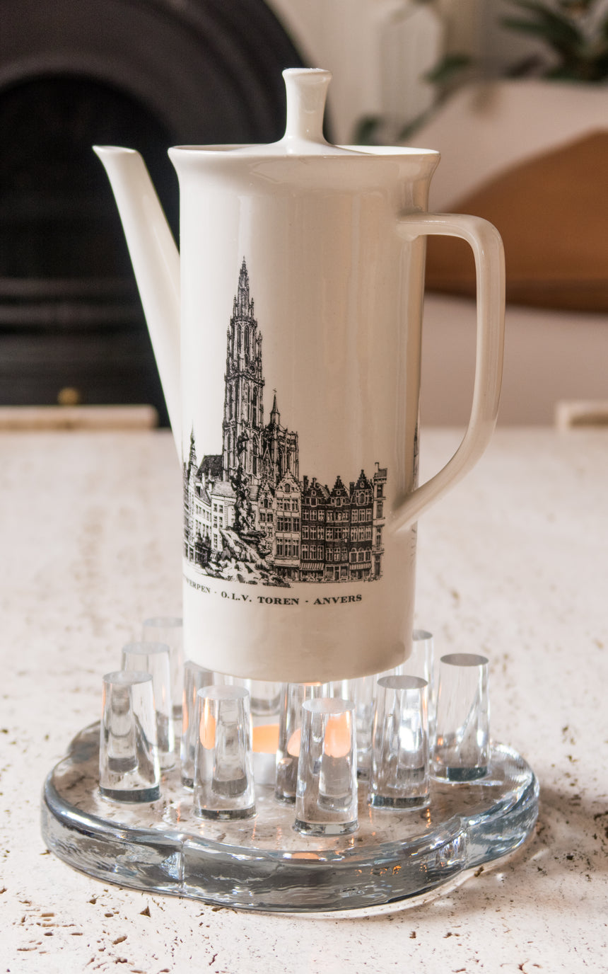 vintage glasdesign georgshutte german pot warmer stand glass