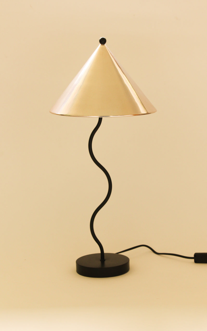 Squiggle wavy floor lamp metal shade vintage instagram piazza