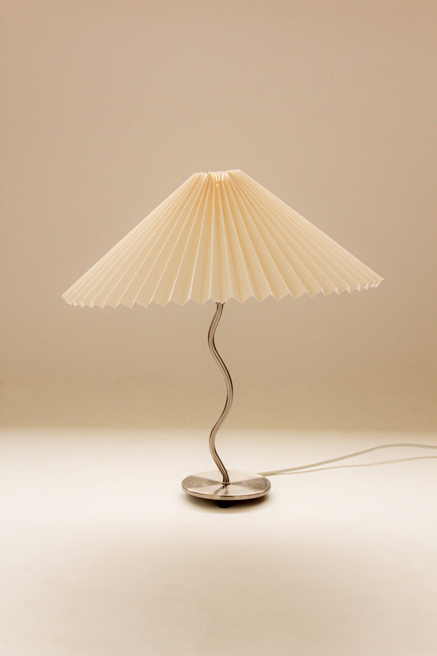 pleated shade table lamp squiggle wiggle lamp chrome vintage instagram piazza piazza australia denmark