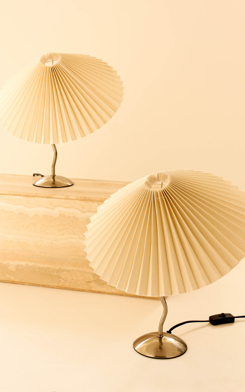 pleated shade table lamp squiggle wiggle lamp chrome vintage instagram piazza piazza australia denmark