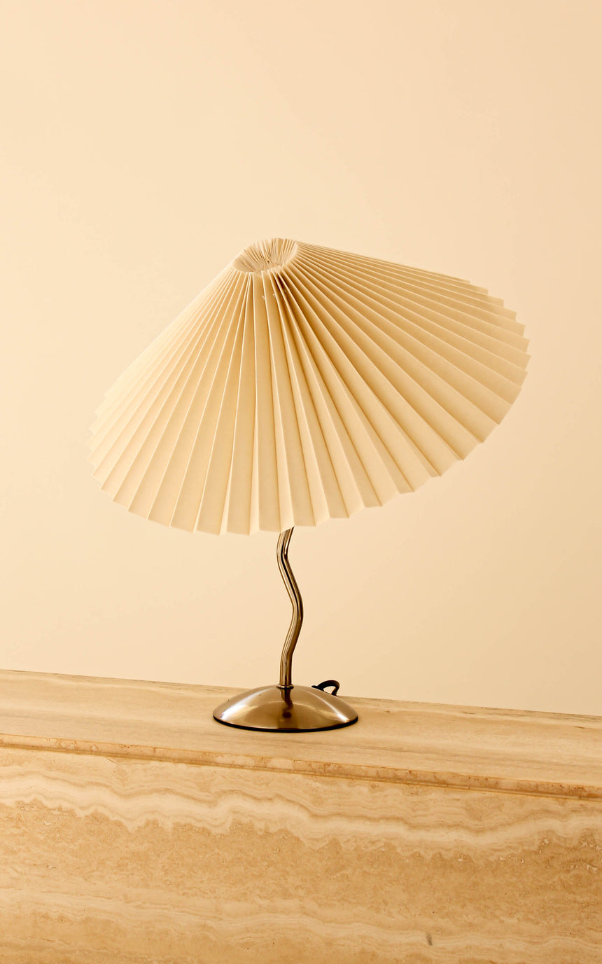 pleated shade table lamp squiggle wiggle lamp chrome vintage instagram piazza piazza australia denmark