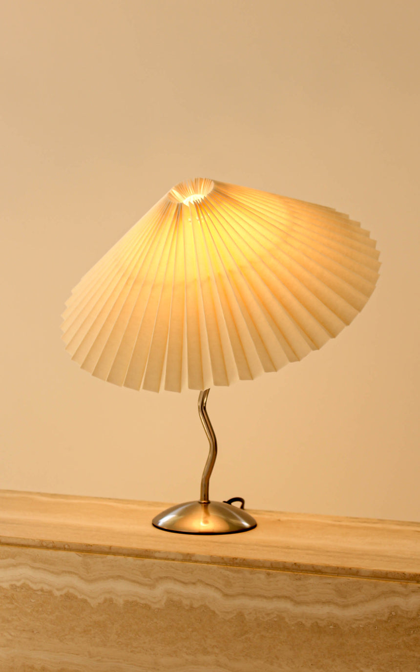 pleated shade table lamp squiggle wiggle lamp chrome vintage instagram piazza piazza australia denmark