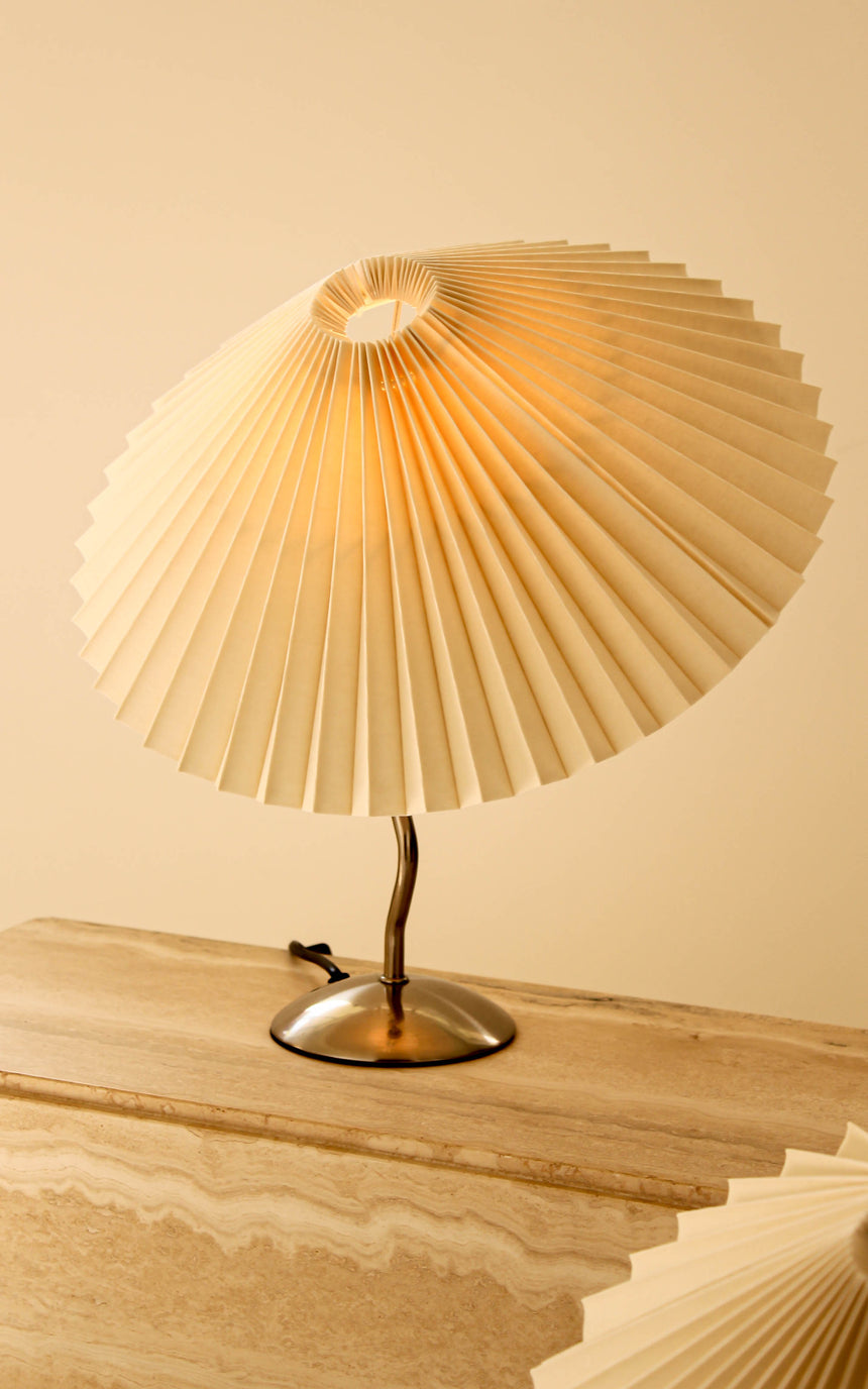 pleated shade table lamp squiggle wiggle lamp chrome vintage instagram piazza piazza australia denmark