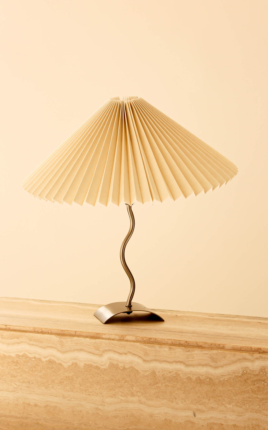 pleated shade table lamp squiggle wiggle lamp chrome vintage instagram piazza piazza australia denmark