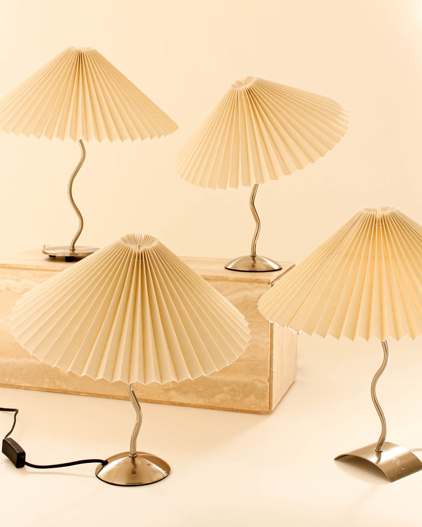 pleated shade table lamp squiggle wiggle lamp chrome vintage instagram piazza piazza australia denmark