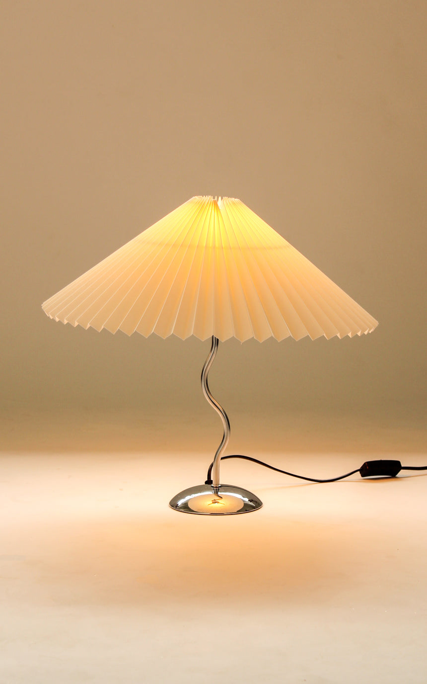 pleated shade table lamp squiggle wiggle lamp chrome vintage instagram piazza piazza australia denmark