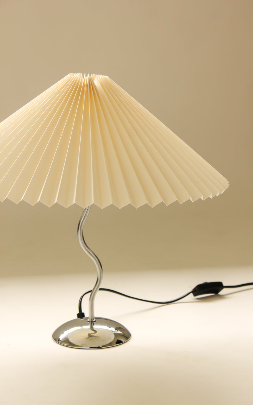 pleated shade table lamp squiggle wiggle lamp chrome vintage instagram piazza piazza australia denmark