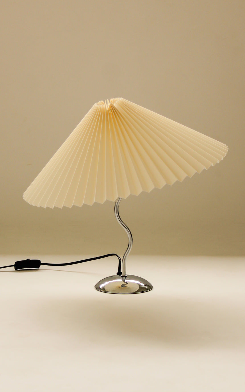 pleated shade table lamp squiggle wiggle lamp chrome vintage instagram piazza piazza australia denmark
