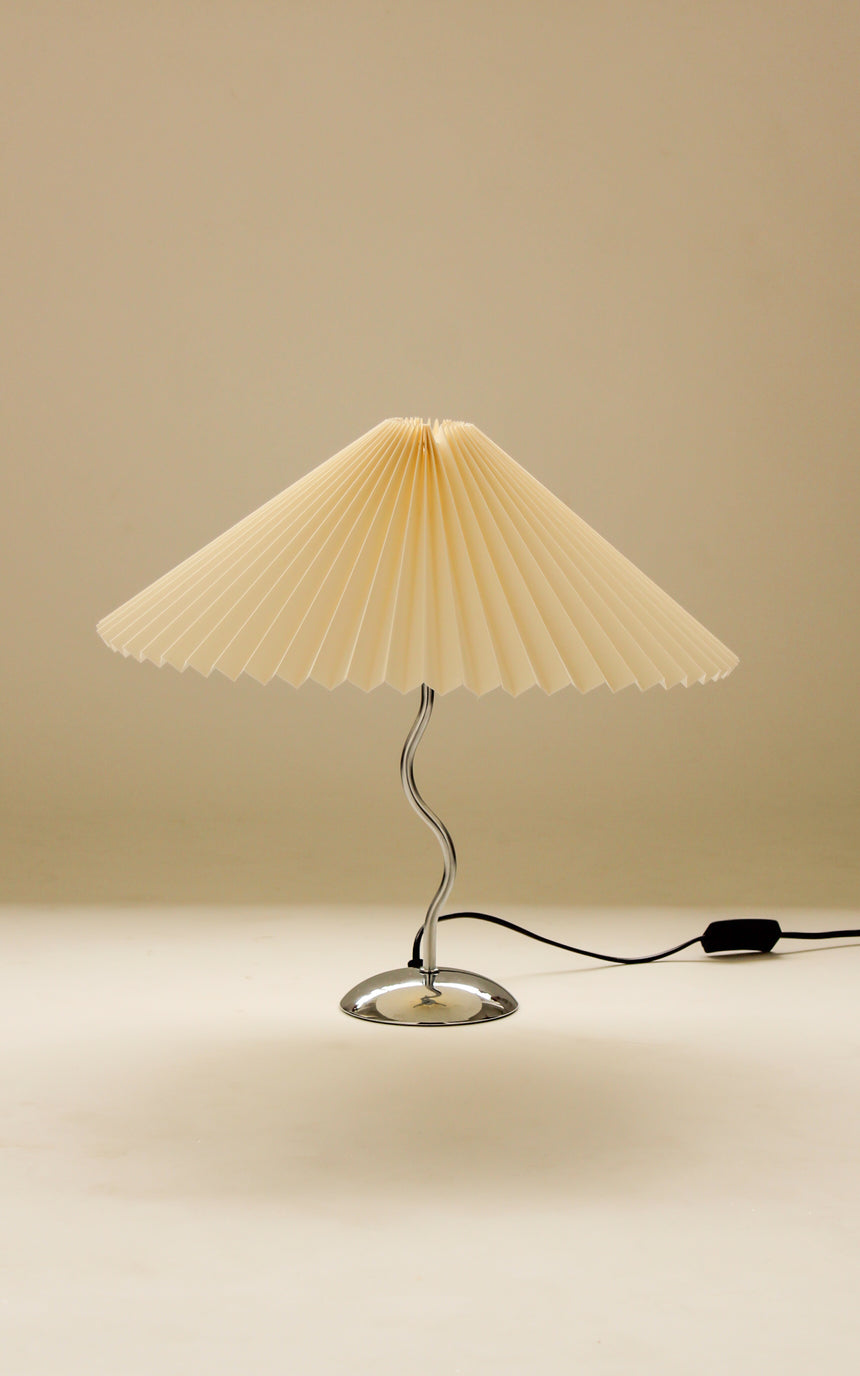 pleated shade table lamp squiggle wiggle lamp chrome vintage instagram piazza piazza australia denmark