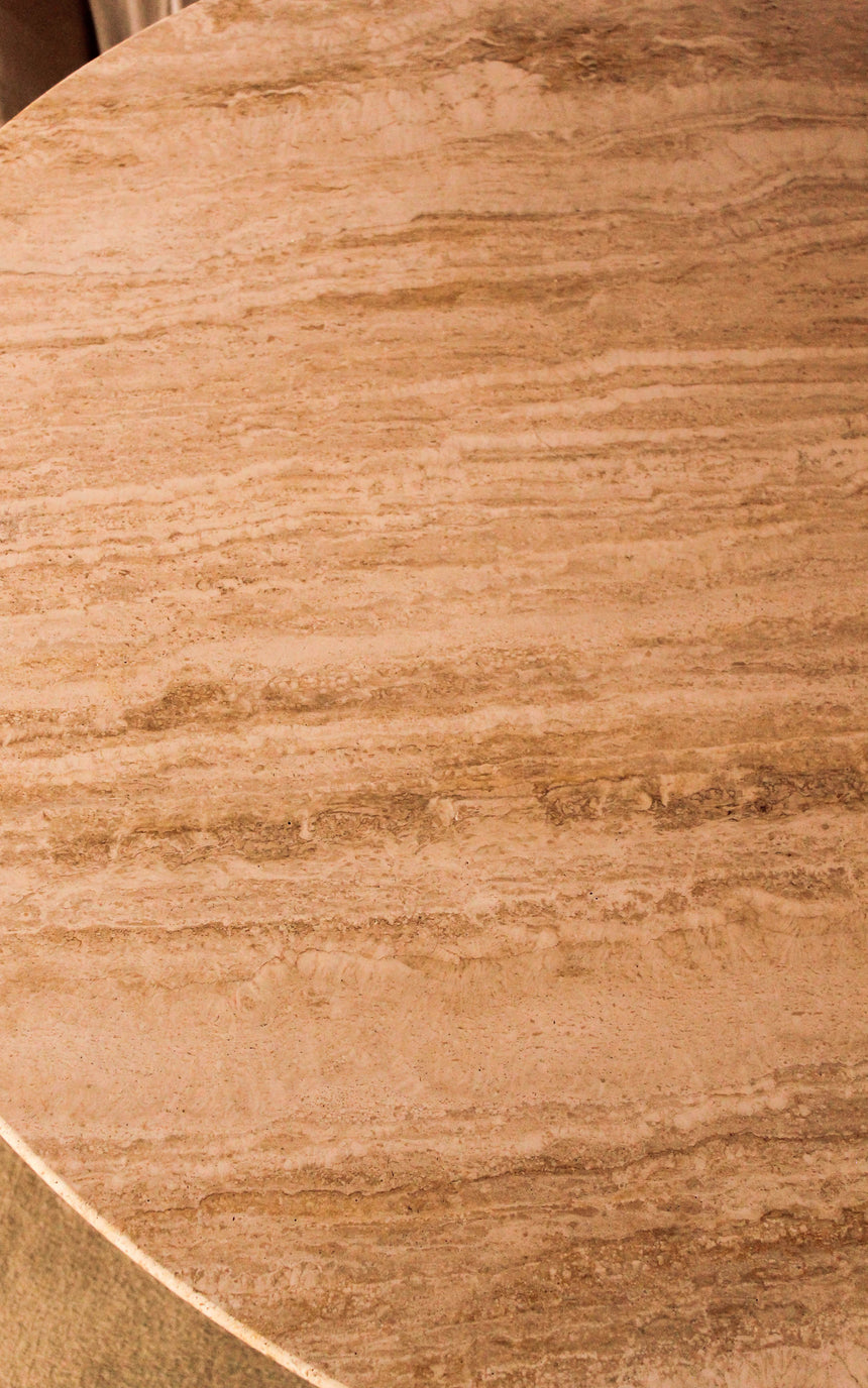 vintage honed unfilled travertine dining table tables stone flokati velvet modular sofa couch instagram piazza