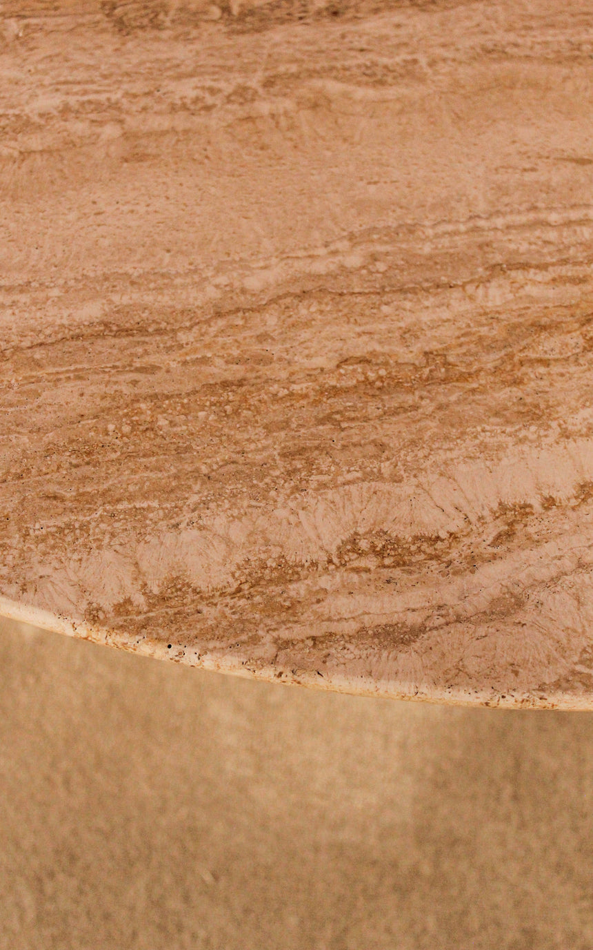 vintage honed unfilled travertine dining table tables stone flokati velvet modular sofa couch instagram piazza